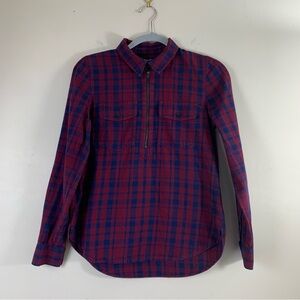 Madewell women’s Blue Red McKinney Plaid Flannel Front zip XSmall